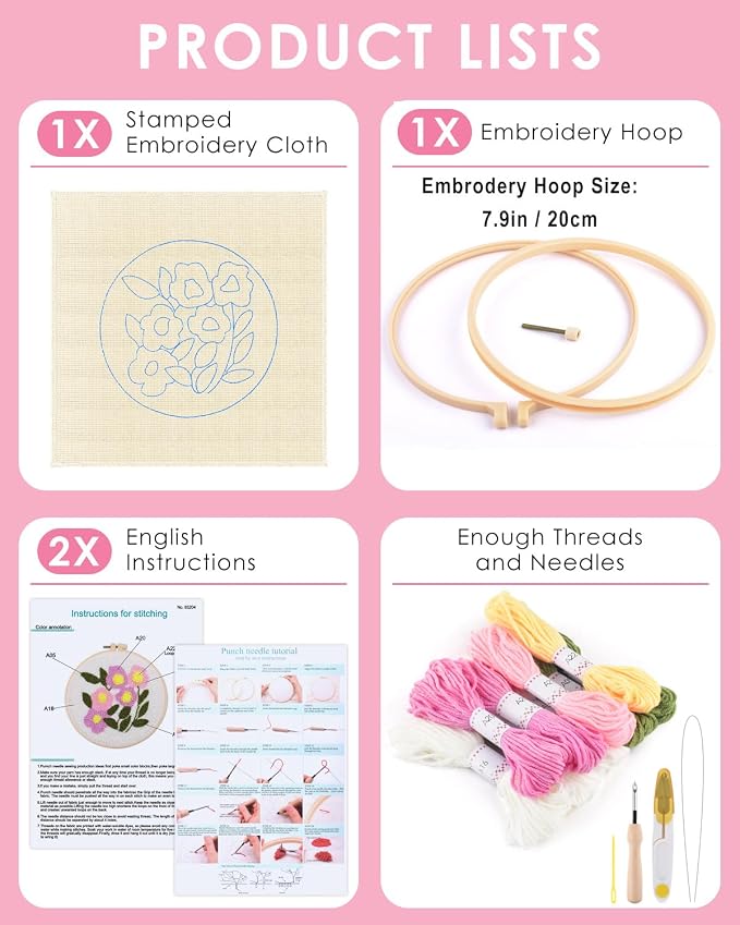 TINDTOP Punch Needle Kits, Flowers Punch Embroidery Kits - Image 2