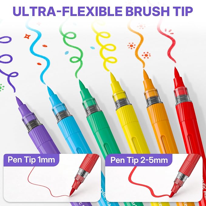 WUO 72 Colors Acrylic Paint Markers, Acrylic Paint Pens and Acrylic Markers - Image 4