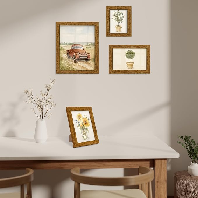 puthiac 8x10 Rustic Farmhouse Picture Frame, Honey Oak, 1 Pack | Distressed MDF - Image 8