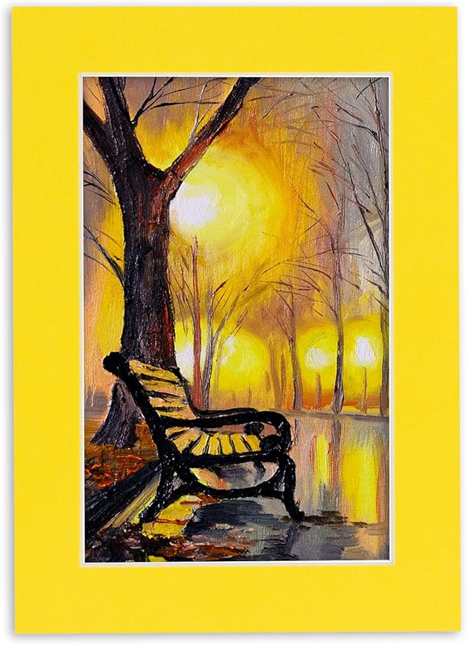 11x14 Mat for 8.5x11 Photo - Precut Yellow Picture Matboard for Frames Measuring 11 x 14 Inches - Bevel Cut Matte to Display Art Measuring 8.5 x 11 Inches - Acid Free Pack of TEN MATS