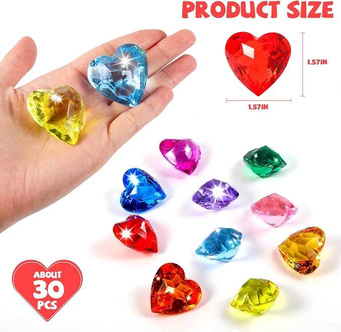Niceup 56pcs Heart and Diamond Diving Gems 1.57in Tressure Box Easter Egg - Image 2
