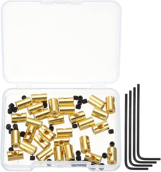 MECCANIXITY 30 Pcs Metal Locking Pin Backs, Locking Pin Keepers Locking Clasp 9mm(H) with 4 Wrench Replacement in Storage Case for Badge, Brooch, Gold Tone