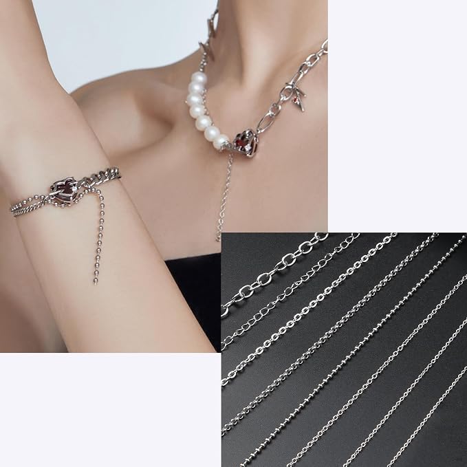 Ecoofor Necklace Chains for Jewelry Making, 62.3 Feet 8 Rolls 304 Stainless - Image 7