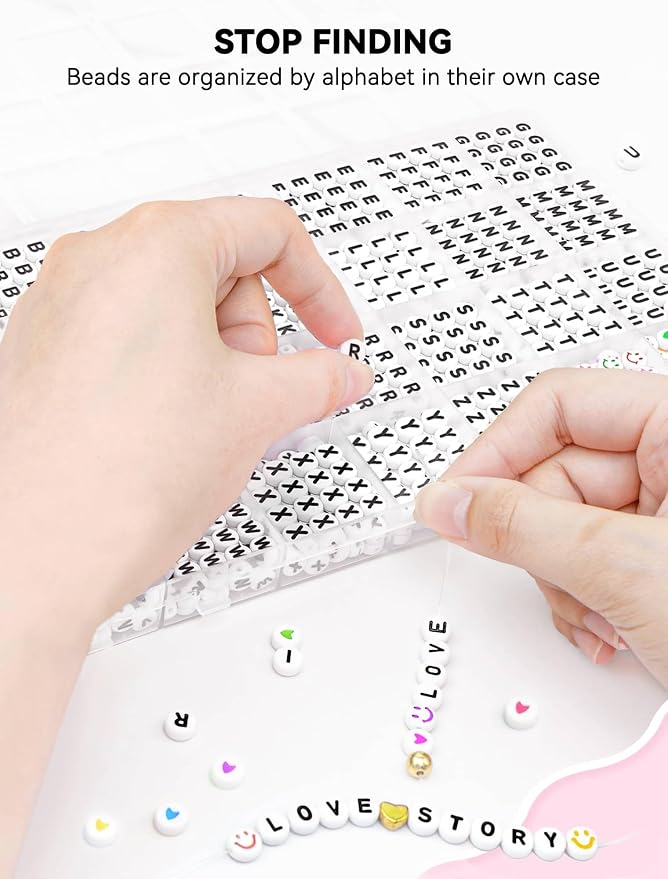 ARTDOT 1400 PCS Letter Beads for Jewelry Making Kit, 28 Styles Alphabet Beads - Image 3