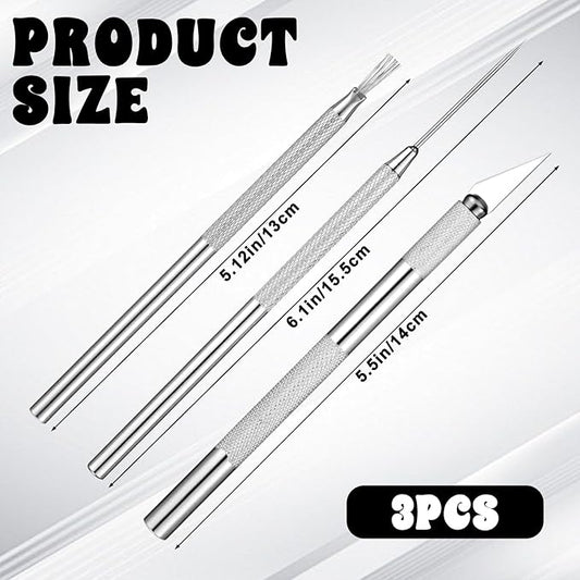 3 in 1 Clay Needle Tools Sculpting Ceramics, Wire Texture Pottery Clay Tool Kit Brush Tools Pottery Craft Tool Carving Knife and Needle, Ceramic & Pottery-Tool Includes Sculpture Feather Pin