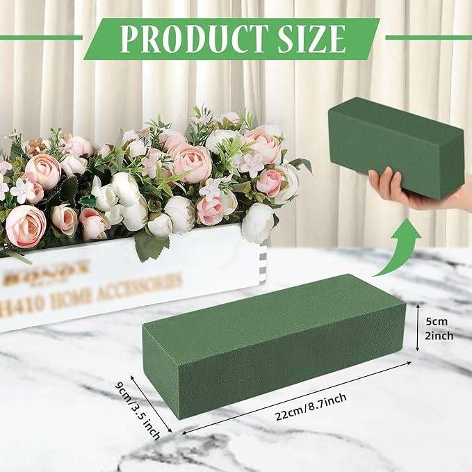 Gardace 2 Pack Floral Foam Blocks Each (8.7"L x 3.5"W x 2"H), Green Wet and Dry Floral Foam, Used for Fresh Flowers and Artificial Flowers, Plant Foam is Suitable for Wedding, Festival Decoration