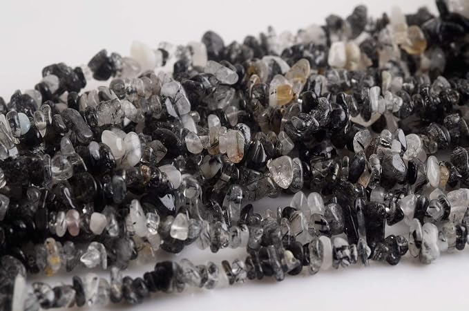 Natural Chip Stone Beads Black Rutilated Quartz 5-8mm About 400 Pieces - Image 4