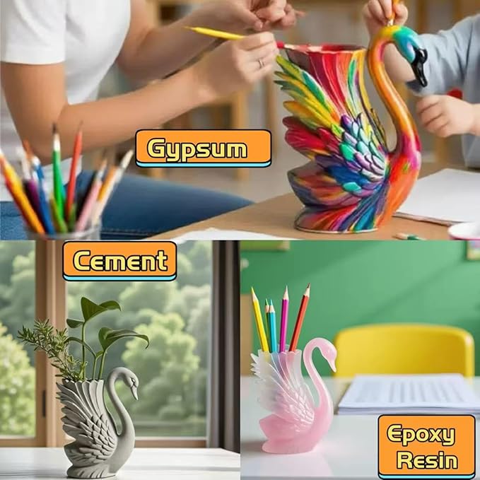 Animal Resin Molds Silicone 3D Cute Swan Epoxy Resin Plaster Candle Holder Wax Molds for Candle Making, Art Crafts DIY Unique Display Home Decor