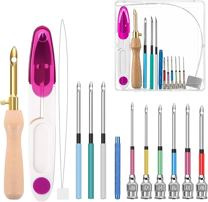 14 Pcs Punch Needle Kit with Storage Box, Adjustable Punch Needle Tool Includes by Needbrock