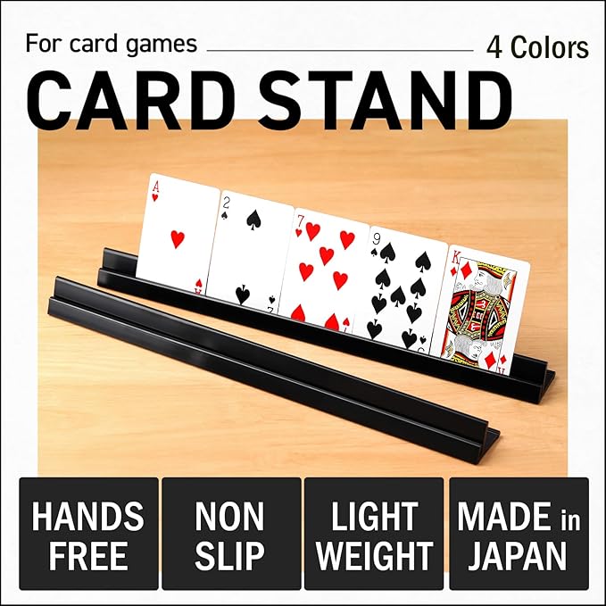 Lightweight Non-Slip Card Holder Stand – Set of 4, 13.4 Inches – Made in Japan for Card Games and TCG, Anti-Skid Base (4 Pack-Blue)