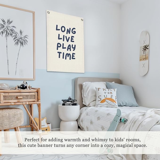 Play Room Wall Decor,Long Live Boyhood Linen Canvas Banner,Playroom Decor Wall Hanging Banner Flag Decor for Toddler Boy Kids Room Nursery Playroom Bedroom 18x25 Inch
