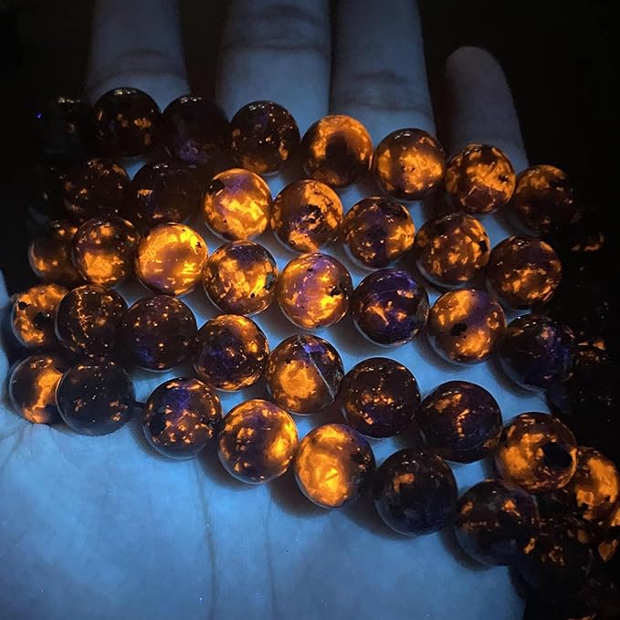 6MM 120pcs Natural Flame Yooperlite Stone Energy Beads Round Loose Beads for Jewelry Making DIY Bracelet Necklace 2 Strands 32"