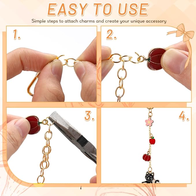Liliaafar 48 Set Keychain Making Kit Gold Silver Metal Keychain Clips - Image 6