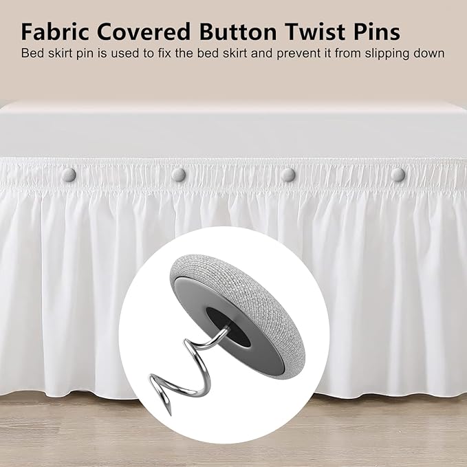 Linen Fabric-Covered Twist Pins - 8 Colors Upholstery Pins & Bed Skirt Pins -Used to Secure Sofa Cushion, Armrest Covers, Furniture & Bed Skir(12, Light Gray)