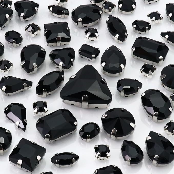 Dowarm Sew on Rhinestones 104 PCS Mixed Shapes Glass Sew on Crystals by Dowarm