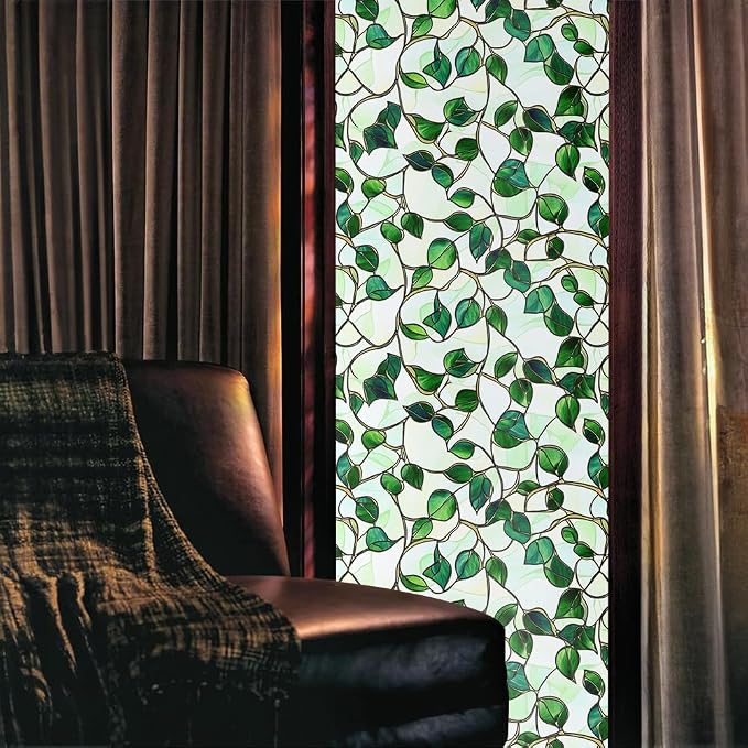 16"x118 Green Mosaic Stained Glass Double Side Window Films Art Decorative - Image 2
