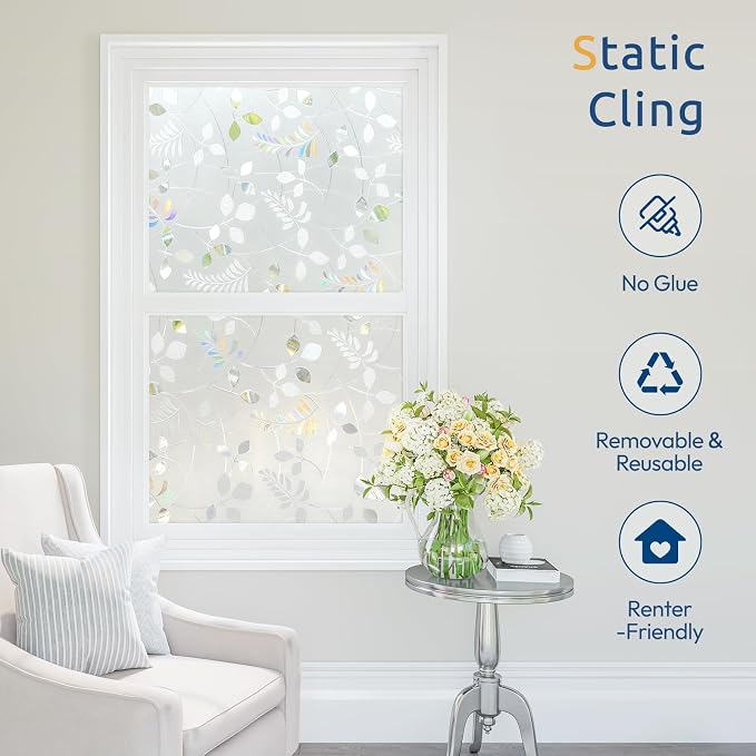 rabbitgoo Window Privacy Film, Frosted Glass Window Film, 17.5" x 78.7" | 3D - Image 8