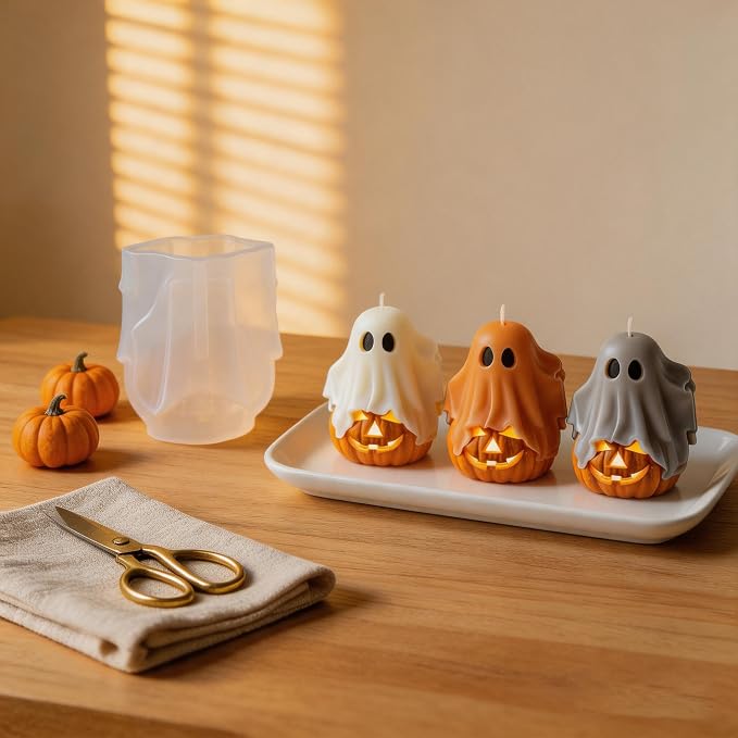 3D Ghost Pumpkin Silicone Mold for DIY Halloween Candle & Soap Casting Tool | - Image 4