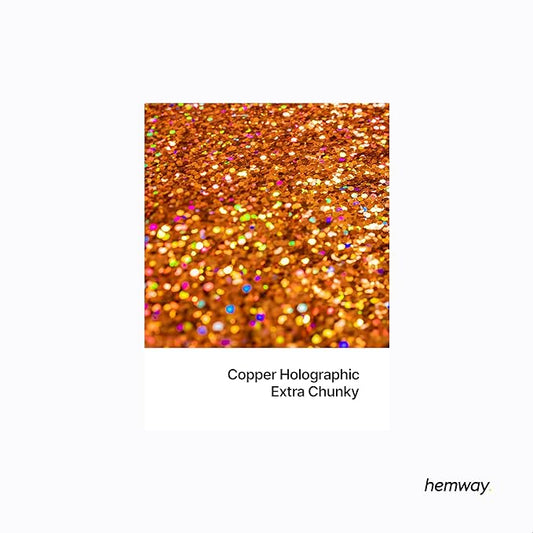 Hemway Polyurethane & Epoxy Resin Glitter 100g / 3.5oz Metallic Crystal Flake Additive for Flooring Jewelry Tumblers Glass Pigment - Extra Chunky (1/24" 0.040" 1mm) - Copper Holographic