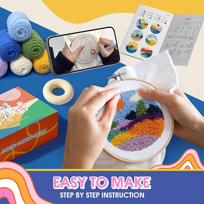 yuegool 6PCS Landscapes Punch Needle Coasters Kit, Easy DIY Punch Needle - Image 4