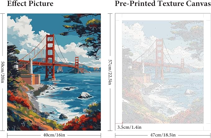 Fountor Paint by Numbers Kit for Adults Beginner, San Francisco Scenery Oil - Image 3