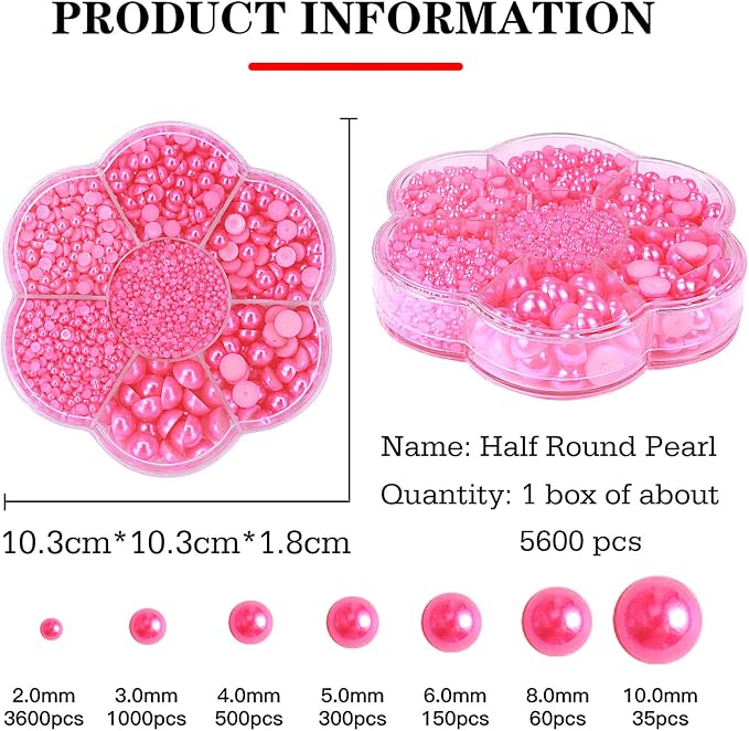 5600PCS Half Round Pearls Flatback Imitation Pearls - Image 2