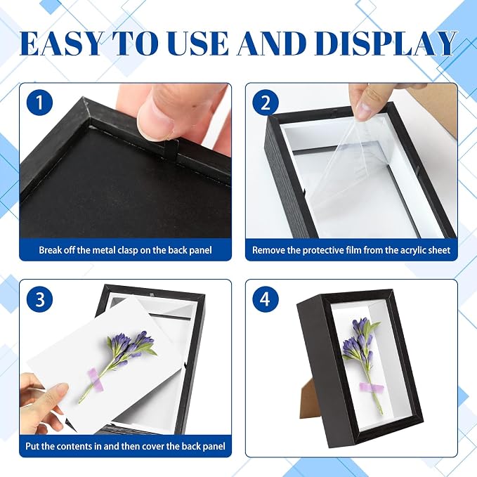 VOKOY 5 Pack 4" x 6" Shadow Box Frame, Small Wood Hollow Picture Frame - Image 7