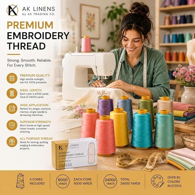 AK TRADING CO. 4-Pack All Purpose Sewing Thread Cones of High Tensile Polyester - Image 5