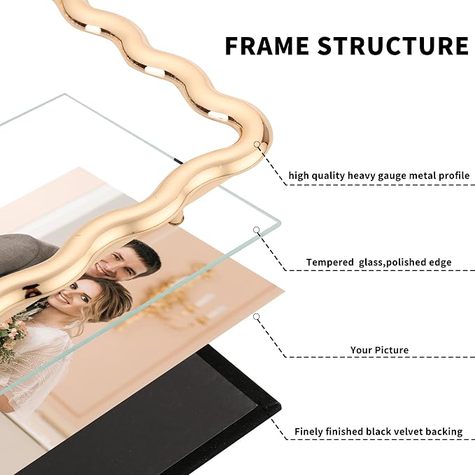 High-End Gold 4x4'' Square Zinc Alloy Picture Frames, - Image 7