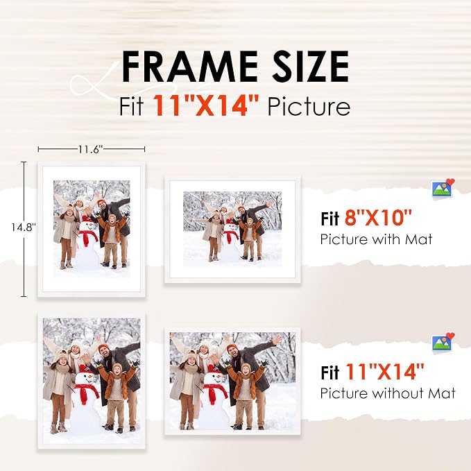 FIXSMITH 11x14 Picture Frame Set of 2, Photo Frame - Image 2