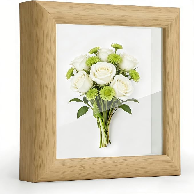 4x4 Shadow Box Picture Frame Real Glass Front, Small Shadow Box Frame Display by Unknown