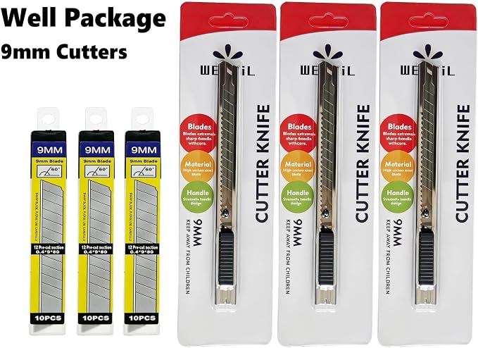 30 Snap Off Utility Knife Blades 9mm Auto Lock Retractable Craft Cutters - Image 7