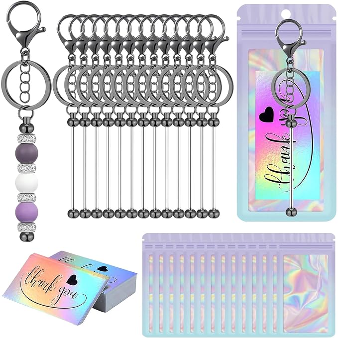 42/84/126 Pcs Beadable Keychain Bars Bulk Blank DIY Beaded Keychain Making by Unknown