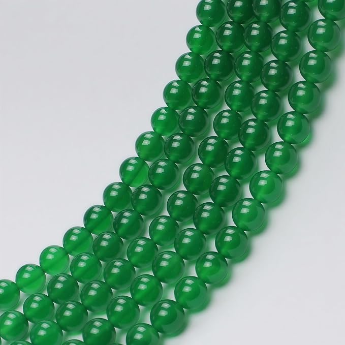 MJDCB 7A Natural Green Agate Beads Round Stone Loose Beads - Image 6