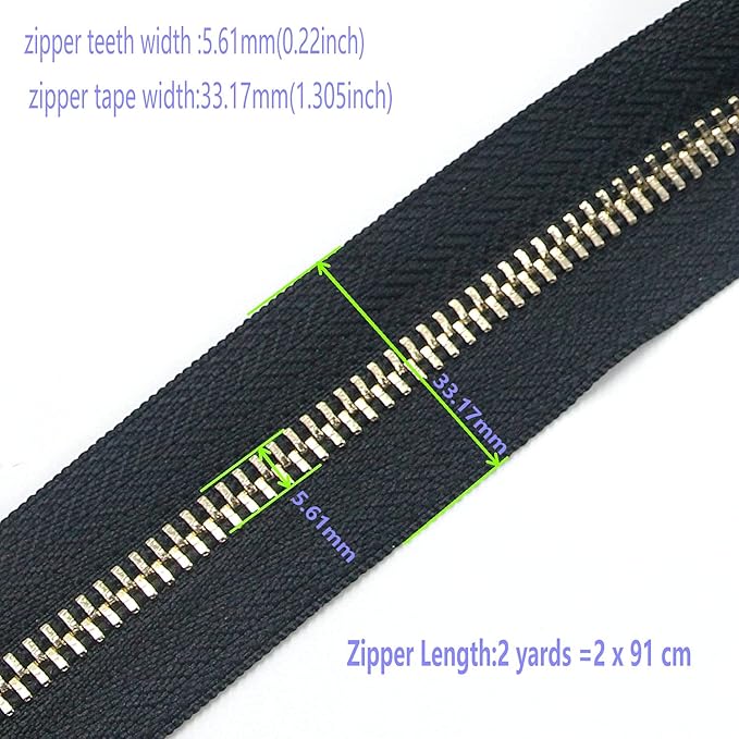 #5 Metal Zippers by The Yard Bulk 2 Yards Black Tape with 10 pcs Sliders Black Nickel Teeth Handmade Zipper for Sewing Craft Bag Backpack, Wallets, Purses Leekayer