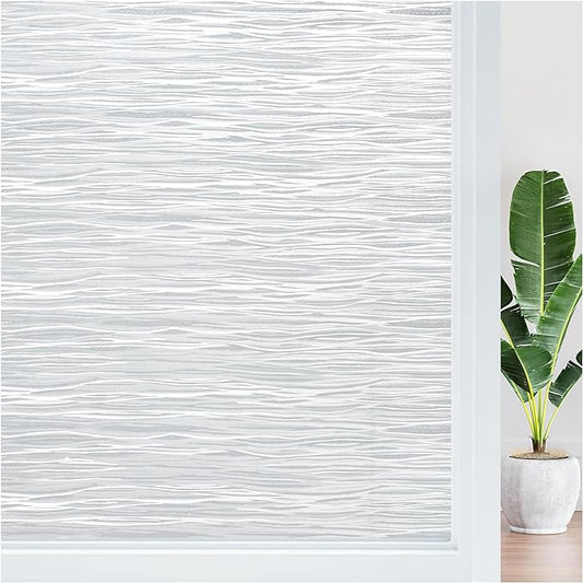 Haton Window Privacy Film, Frosted Glass Privacy Window Clings, Sun Blocking Frosting Opaque Coverings, Static Cling Removable Decorative Stickers for Home Door, Non-Adhesive 17.5" x 118.1"