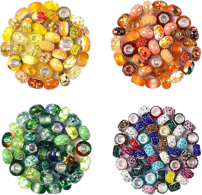 Aipridy Assortment European Large Hole Beads Spacer Beads Rhinestone Craft Beads - Image 2