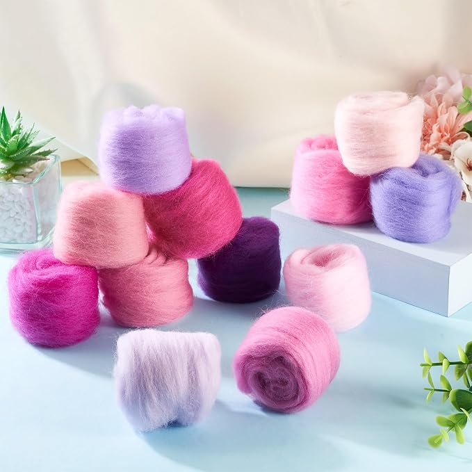 FASHEWELRY 2.11 OZ Needle Felting Wool Roving Purple Theme Handmade Spinning - Image 2