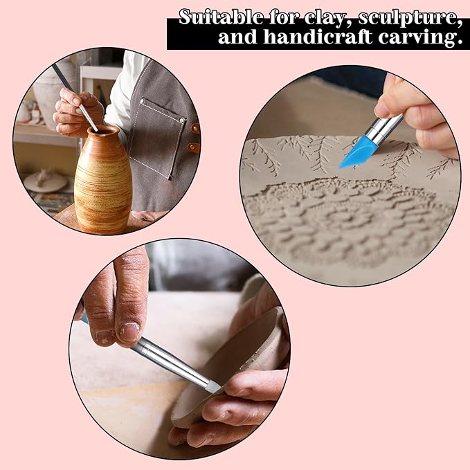 15PCS Silicone Clay Sculpting Tool, Pottery Tools Modeling Dotting Tool Resin Stippling Embossing Tools for DIY Crafts, Modeling, Nail, Painting, Embossing, Sculpting Pottery