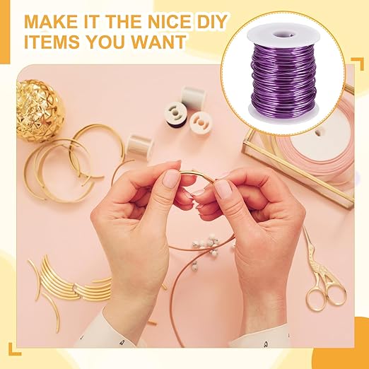 uxcell 12 Gauge / 2mm Anodized Aluminum Wire for Jewelry Craft Making, 102 Feet Bendable Flexible Wire for DIY Home Decor Gardening Sculpture, Purple