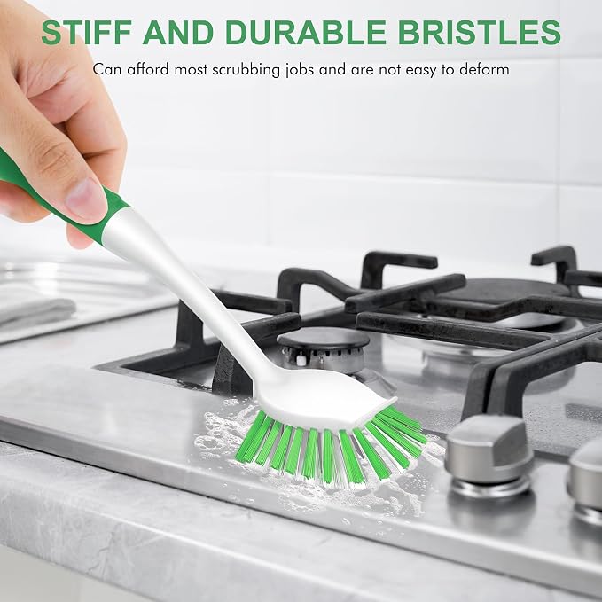 SetSail Dish Brush with Handle, 2 Pack Stiff Bristles Dish Scrubber with - Image 4