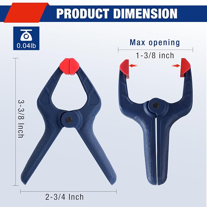 WORKPRO Spring Clamp Set 16-Piece 3-3/8" Adjustable Jaw Pads | Durable Nylon: - Image 2