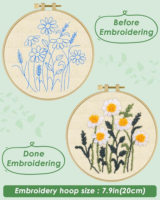 ERKOON Punch Needle Kit Beginners Adults, DIY Easy Flower Embroidery Set - Image 3