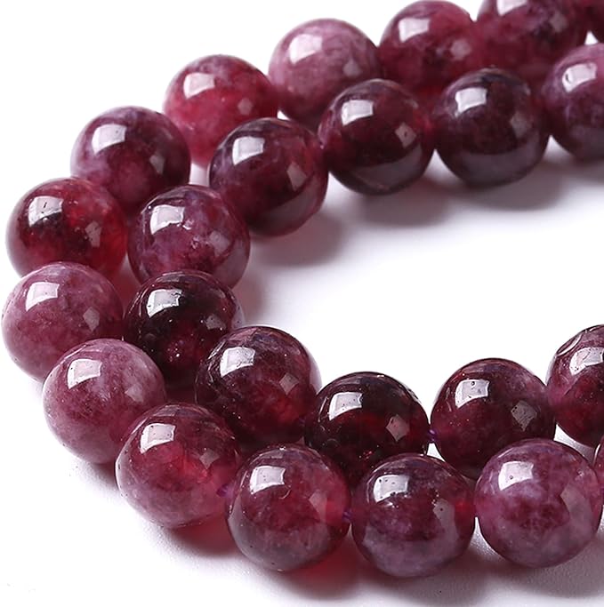 120PCS 6MM Natural Stone Kunzite Purple Jade Beads Round Loose Beads for Jewelry Making Bracelet 2 Strands 32"