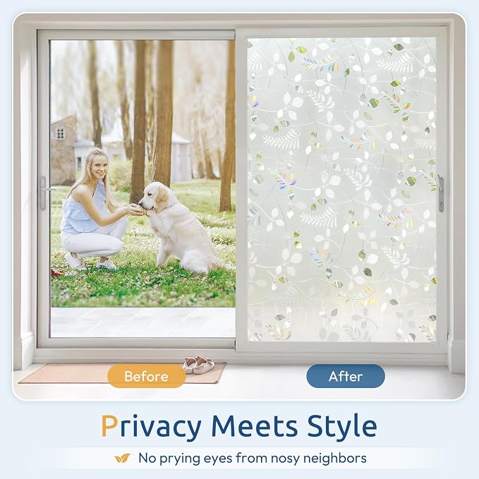 rabbitgoo Window Privacy Film, Frosted Glass Window Film, 29.5" x 78.7" | 3D - Image 4