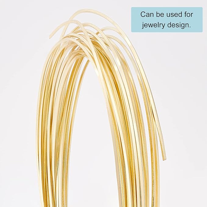 BENECREAT 22Gague 16.4 Feet Real 14K Gold Plated Square Brass Wire, Light Gold Soft Jewelry Wire for Necklace and Bracelet Making