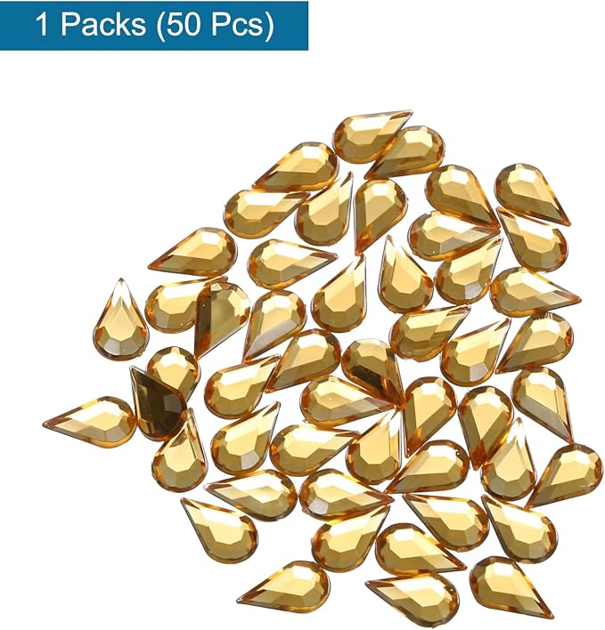MECCANIXITY 50PCS Flat Back Acrylic Teardrop Gems 6x10mm Artificial Rhinestones - Image 3