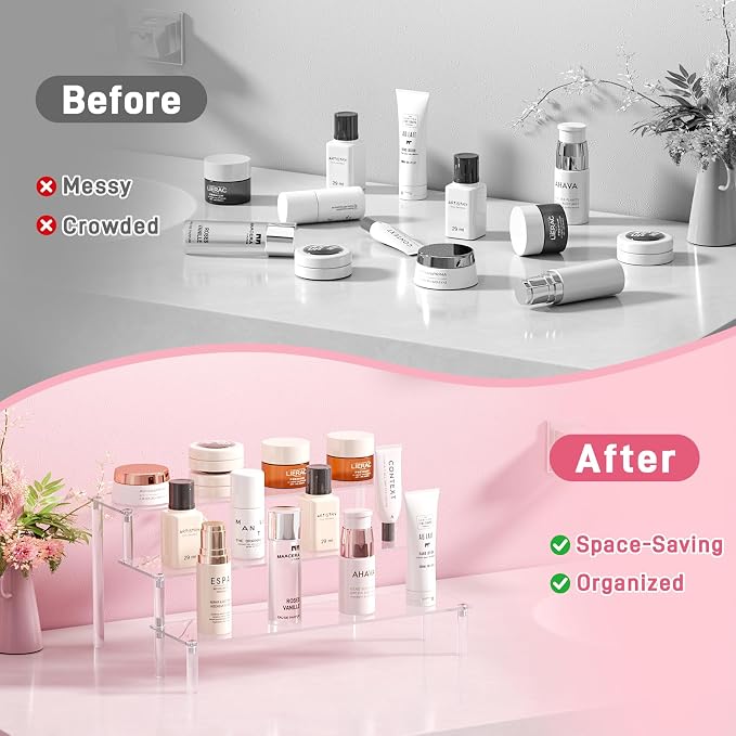 2 Packs Acrylic Display Stand Riser, 3 Tier Perfume Organizer Cupcake Stand | - Image 5