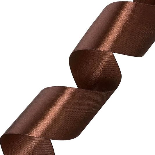 2 Inch Brown Solid Satin Ribbon, 50 Yards Craft Fabric Ribbon for Gift Wrapping Floral Bouquets Wedding Party Decoration