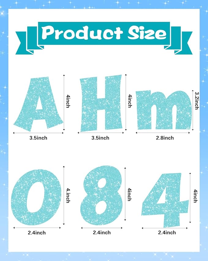 237 Pcs Glitter Bulletin Board Letters, Numbers and Punctuation, Poster Board Letters Alphabet Cut Out Cardboard Letters Accessories for Classroom Display Decorating Supplies 4inch (Light Blue)